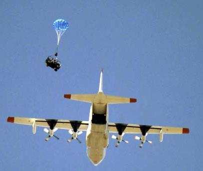 ATV parachutes out of plane
